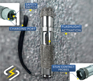 Rhinestone Studded Rechargeable Tactical Flashlight and Stun Gun – Safety Illuminated - Yadget