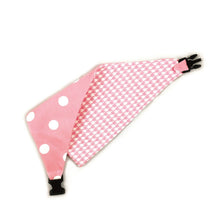 Load image into Gallery viewer, Pink Houndstooth Reversible Dog Bandana