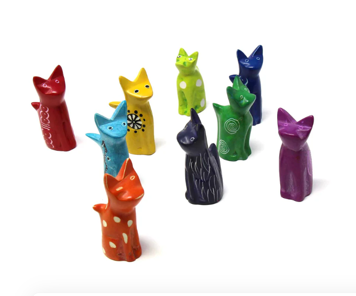 Soapstone - Tiny Sitting Cats - Assorted Pack of 5