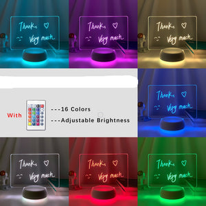 Touch Control Base Rewritable 3D Night Light with Message Board - Yadget