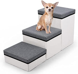 3 Step Pet Stairs with Storage Compartment